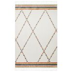 Brescia Ekru Geometrik Modern Geometrik Etnik Desenli Boho Makinada Yıkanabilir Hafif Hav Toz Vermez Leke Tutmaz Kaymaz Taban Dijital Makine Baskı Halı Oturma Odası Salon Yolluk Koridor Mutfak Halısı