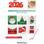 Brextco Store 6'lı Yeni Yıl Elmas Boyama Bardak Altlığı Seti | Kendin Yap (Dıy) Hobi Kiti Hediyelik - Diamond Painting