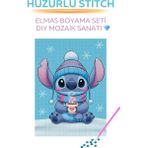 Brextco Store Kar Taneleri Altında Huzurlu Stitch Figür Brextco Diamond Art Elmas Boyama Seti | Dıy Mozaik Sanatı - Çok Renkli