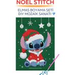 Brextco Store Yılbaşı Kostümlü Stitch Elmas Boyama Seti | DIY 5D Elmas Mozaik Sanatı / Yaratıcı ve Öğretici