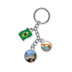 Brezilya Üçlü Epoksi Metal Çift Taraflı Damla Anahtarlık Brazil