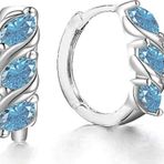 Brezza Lusso Aquamarin Marquise Diamond Night Halka Kadın Gümüş Küpe 17 MM