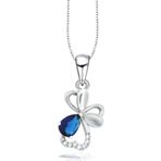 Brezza Lusso Diamond Serisi Safir Damla Kalp Çiçek Gümüş Kadın Kolye