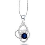 Brezza Lusso Diamond Serisi Safir Tektaş Girdap Stylish/Night Gümüş Kadın Kolye
