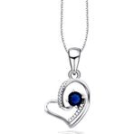 Brezza Lusso Diamond Serisi Safir Tektaş Kalp Stylish/Night Gümüş Kadın Kolye