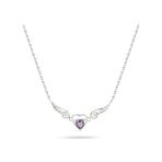Brezza Lusso Jewelry Ametist Taşlı Melek Kanatlı Minik Kalp Kadın Gümüş Kolye 45 CM
