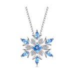 Brezza Lusso Jewelry Aquamarin Taşlı Özel Tasarım Kar Tanesi Kadın Gümüş Kolye 45 CM 45 CM