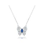 Brezza Lusso Safir Işıltılı Diamond Sevgi Kelebeği 45 cm Kadın Gümüş Kolye