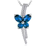 Brezza Lusso Safir Taşlı Işıltılı Diamond Fiyonk Kelebek Kadın Gümüş Kolye