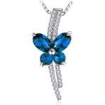 Brezza Lusso Safir Taşlı Işıltılı Diamond Fiyonk Kelebek Kadın Gümüş Kolye