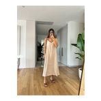 BRGCLOTHING Kadın Ince Askılı V Yaka Lyocell Dokulu Minimal Uzun Yazlık Salaş Elbise