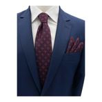 Brianze 8 Cm Bordo Lacivert Kare Motif Desen Kravat Mendil Set