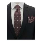 Brianze B00310 Siyah Bordo Beyaz Puantiye Desen Erkek Kravat Mendil Set