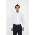 Brianze Beyaz Ata Yaka Damatlık Slim Fit Gömlek ( Kol Düğmesi Hediye ) XL