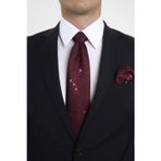 Brianze Bordo Beyaz Şal Desen Kravat Mendil Set