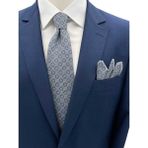 Brianze Gri Mavi Desenli Kravat Mendil Set - Standart - Gri - Mavi