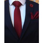 Brianze KMC-1 Bordo Kravat Mendil Yaka Çiçeği Set