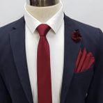Brianze KMD-4 Bordo Kravat Mendil Yaka Çiçeği Set