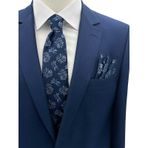 Brianze Lacivert Mavi Motif Desen Kravat Mendil Set