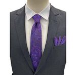Brianze Mor Şal Desen Kravat Mendil Set