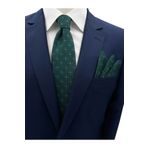 Brianze Yeşil Beyaz Kare Motif Desen Kravat Mendil Set