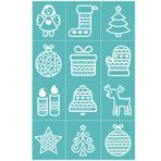 Briartw 12 adet Merry Christmas Minis Serigrafi Şablon Yeniden Kullanılabilir Kendinden Yapışkanlı Örgü Şablonlar İpek Serigrafi Şablon Baskı Polimer Kil Ev Dekorasyon Baskı Ahşap Kumaş Duvar Kupası