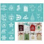 Briartw 18 adet Merry Christmas Minis Serigrafi Şablon Yeniden Kullanılabilir Kendinden Yapışkanlı Örgü Şablonlar İpek Serigrafi Şablon Baskı Polimer Kil Ev Dekorasyon Baskı Ahşap Kumaş Duvar Kupası