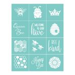 Briartw Bee Minis Serigrafi Şablon 8.5x11 inç Yeniden Kullanılabilir Kendinden Yapışkanlı Örgü Şablonlar Polimer Kil Ev Dekorasyonu için Serigrafi Şablon Baskı Ahşap Kumaş Üzerine Baskı Duvar Kupası