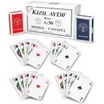Briç Oyun Kağıdı Kızıl Ay A/30 Artex – 2 Deste (Kırmızı & Mavi) Poker İskambil Kartı, 285 Gr Opak Kağıt, Profesyonel Kullanım