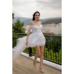 Bride In Love Önü Kısa Arkası Uzun Gelinlik ,nikah Elbisesi,after Party - Kırık Beyaz - 40