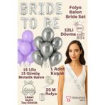Bride To Be Gelin ve Bekarlığa Veda Seti Parti Bride Set - Lila - Gümüş