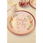 Bride To Be Karton Tabak Bardak Seti 8 Li Paket Bride Parti Masa Süsleme Tabak Bardak Seti - Çok Renkli - 22 cm
