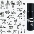 Bride To Be Party City Pack Dövme Şablon Seti ve Siyah Sprey