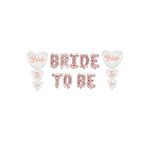 Bride To Be Rose Gold Folyo Balon Ve Beyaz Üstüne Rose Gold Kalp Balon Set