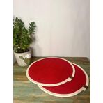 Bright3 Supla,Amerikan Servis , Runner, El Yapımı, Jüt, Mutfak, 2 Adet 37 Cm Doğal Krem Kırmızı Çerçeve