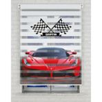 BRIGHTCOVER Kırmızı Ferrari Baskılı Zebra Perde - Gece Gündüz - Erkek Çocuk Odası Perdesi | Kokusuz Mürekkeple Basılmış Zebra Perdeler ile Sende Tarzını Yansıt! | 1 Dakikada Pratik Montaj - Renkli - 150 x 280 cm