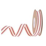 BrightGlow 10 Yards Kırmızı Beyaz Çizgili Bant, Noel Hediye Bandı, Geniş Şeritli, El İşi Bandı, Noel - Grogren Kumaş Bant, Şerit, Hediye Bandı, Noel Saten Bant, Kurdele Bandı, Kırmızı, 15 mm