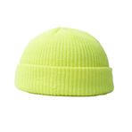 BrightGlow Kışlık bere, erkekler ve kadınlar için, Trawler Beanie Watch Hat Roll-up Edge Skullcap kısa balıkçı beresi, örgü manşetli bere, sıcak tutan kayak beresi, akrilik örgü bere, Sarı#1., Tek