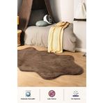 BrillaHome Angora 90x185 cm Kahverengi Suede Taban Tavşan Tüyü Post Halı