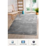 BrillaHome Neptün 80x200 cm Gri Makinede Yıkanabilir Kaymaz Taban Peluş Kumaş Halı