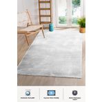 BrillaHome Neptün 80x250 cm Beyaz Makinede Yıkanabilir Kaymaz Taban Peluş Kumaş Halı
