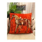 Brillant %100 Kadife At Desenli Kırlent Yastık Kılıfı (Turuncu) 45X45