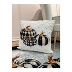 Brillant %100 Kadife Bal Kabağı Desenli Kırlent Yastık Kılıfı Gri - 45X45