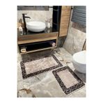 Brillant 2 'li Leopar Desen Banyo Paspası - Kahverengi Ebat (60X100 - 60X50)