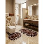 Brillant 2'li Leopar Desen Lateks Taban Banyo Paspası (70X110-45X55) - Kahverengi