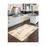 Brillant Bej Rengi Kitchen Yazılı Gold Detaylı Lateks Taban Halı