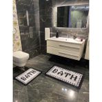 Brillant Black Bath Yazılı Desenli 2'li Kaymaz Taban Su Geçirmez Banyo Paspas Takımı (60X100 - 60X50)