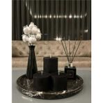 Brillant Black - Doğal Siyah Yuvarlak Mermer Sunum Tepsisi - 35 cm