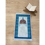 Brillant Çocuk Seccadesi Mavi Dini Desenli 60x100 cm Kaymaz Tabanlı Kolay Temizlenir - 60 x 100 cm