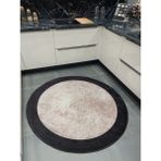 Brillant Geometrik Çizgili Lateks Deri Taban Saçaksız Mutfak Halısı - 150 x 150 cm - Bej